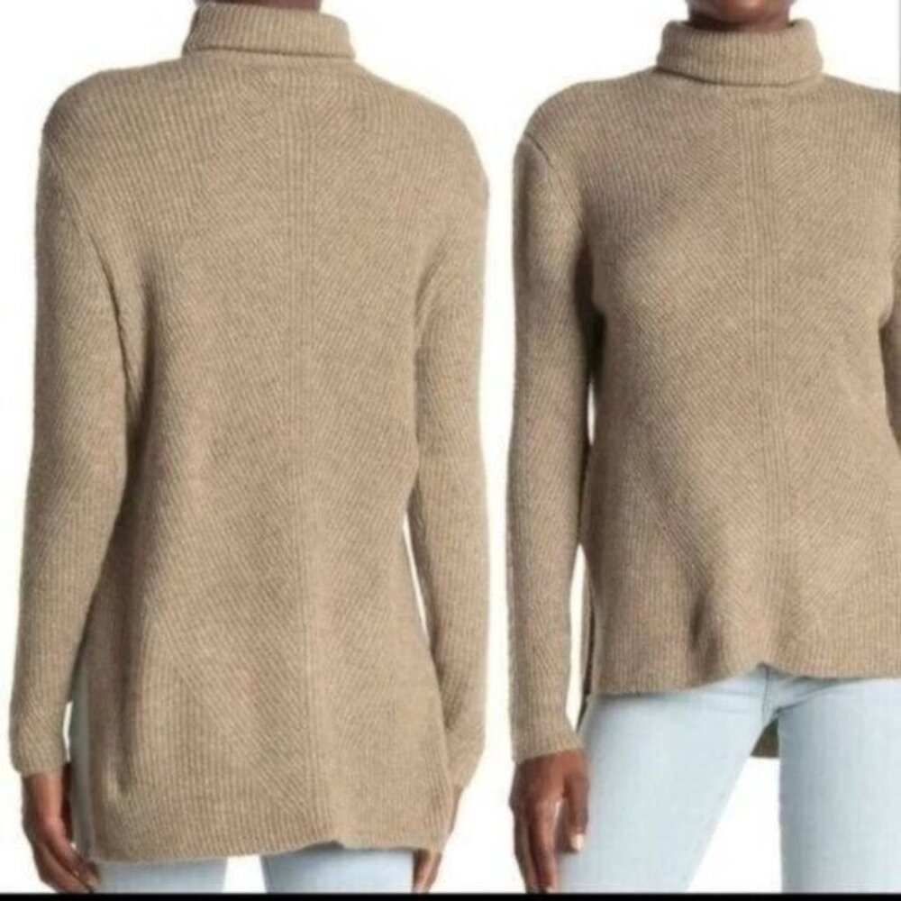 Sweet Romeo Abstract Rib Turtleneck Tunic Sweater Size L - Picture 2 of 8